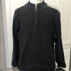 Yamaha Quarter Zip Black Sweater | Men’s Large | Grey Sleeve Panels